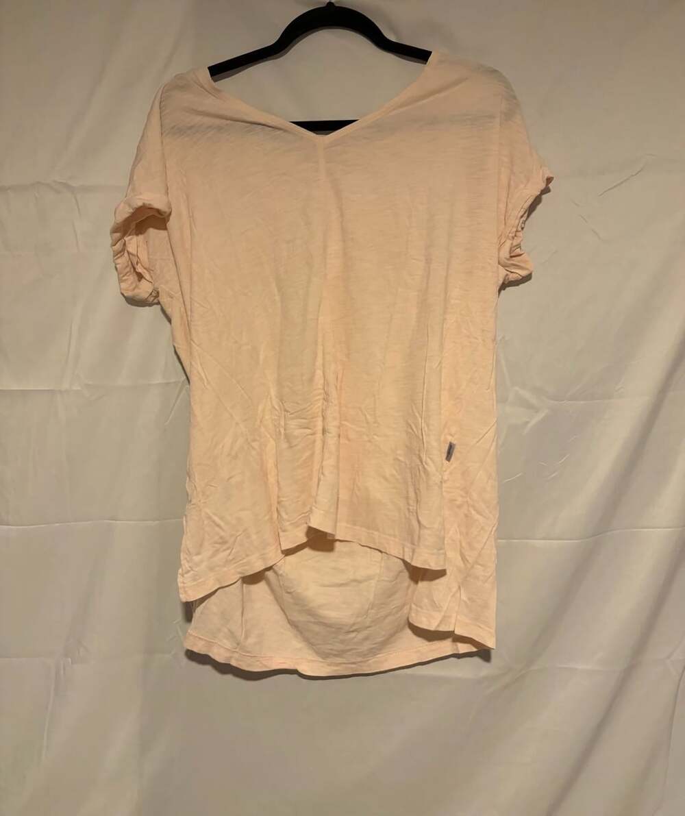 Eddie Bauer V-Neck T-Shirt Size XL Pink Slub Knit Rolled Sleeve